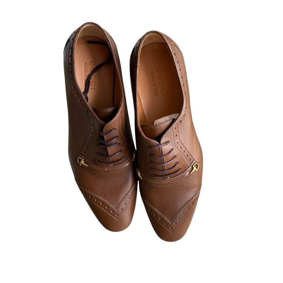 Gucci 745831 Men's Auroville Goat Brown Sugar Lace-up Loafer Shoe multiple sizes - Picture 10 of 13